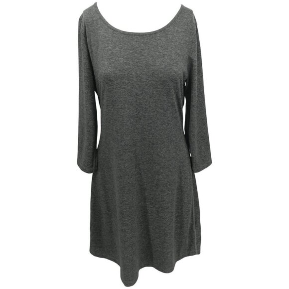 Patagonia Cross Back 3/4 Sleeve Round Neck Knee Length Dress Size M Gray Stretch - Picture 1 of 13